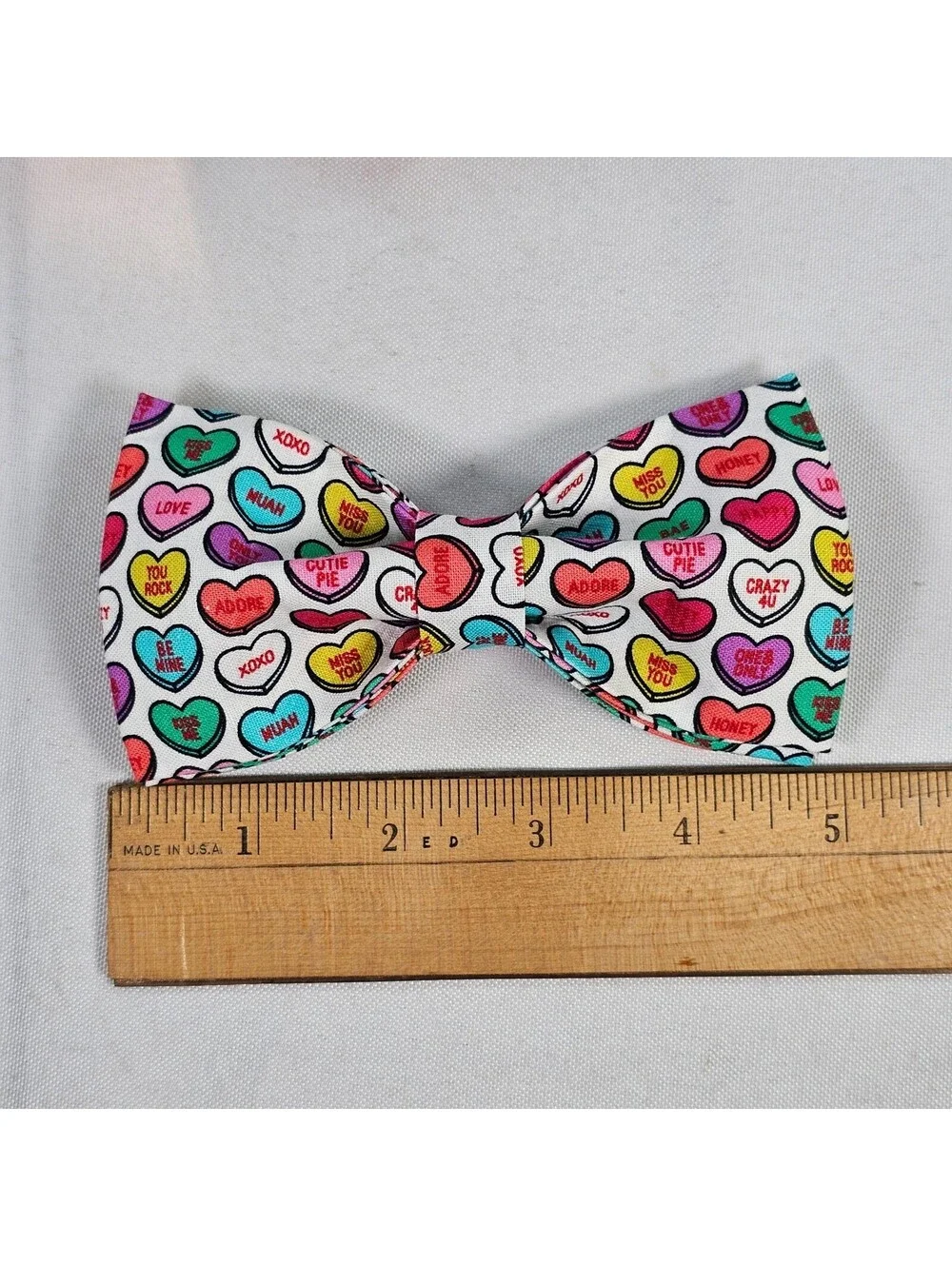 Dogwong Valentine Conversation Heart Dog Collar and Bow Tie Set Rose Gold Medium